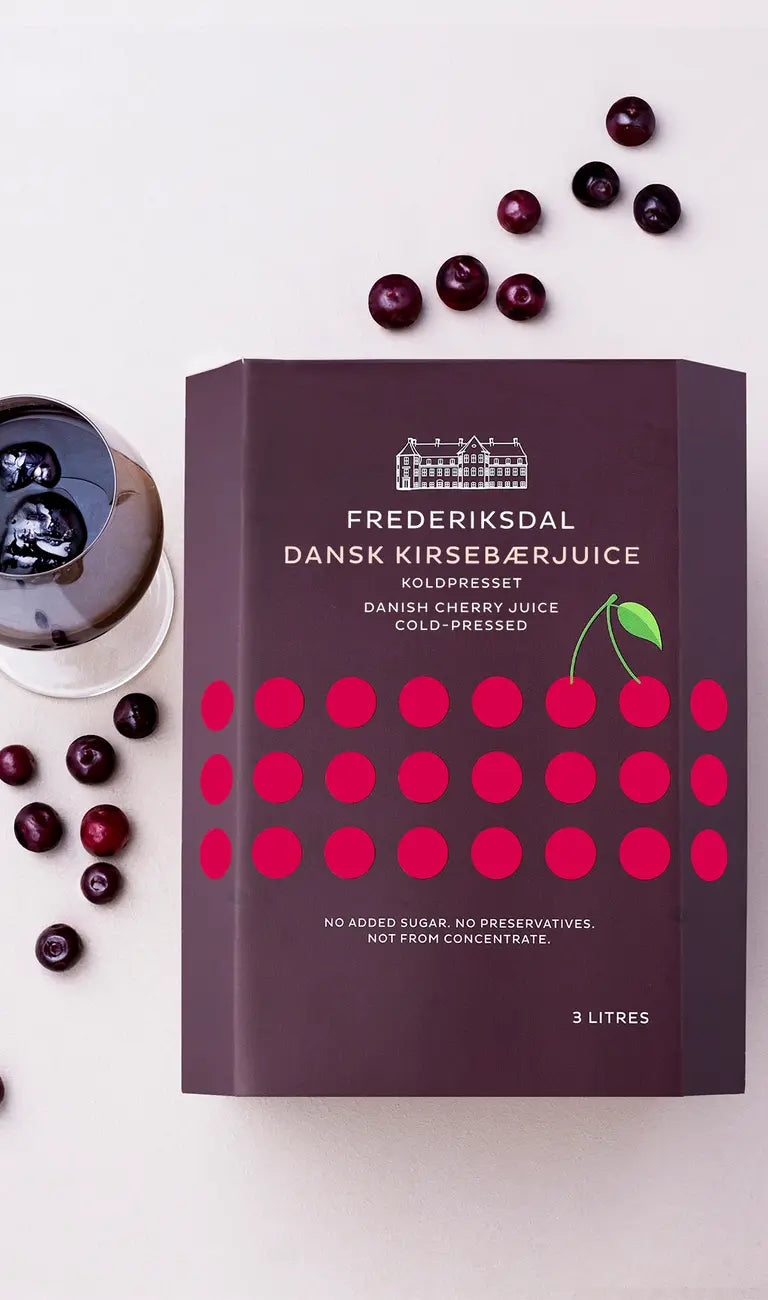 Kirsebærjuice, 3 l fra Frederiksdal Gods (Uden tilsat sukker)
