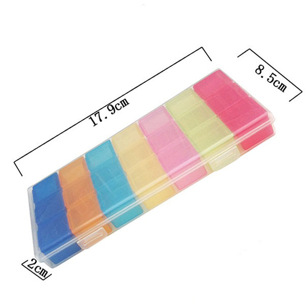 Pilleæske med 21 rum