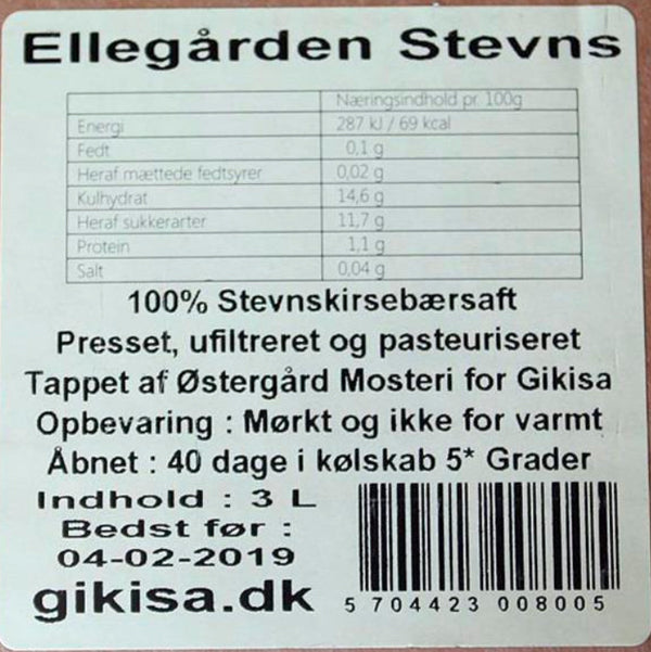 Kirsebærsaft fra Gikisa - 4 x 3 liter Bag-In-Boxv (SE VIGTIG INFORMATION I TEKSTEN)