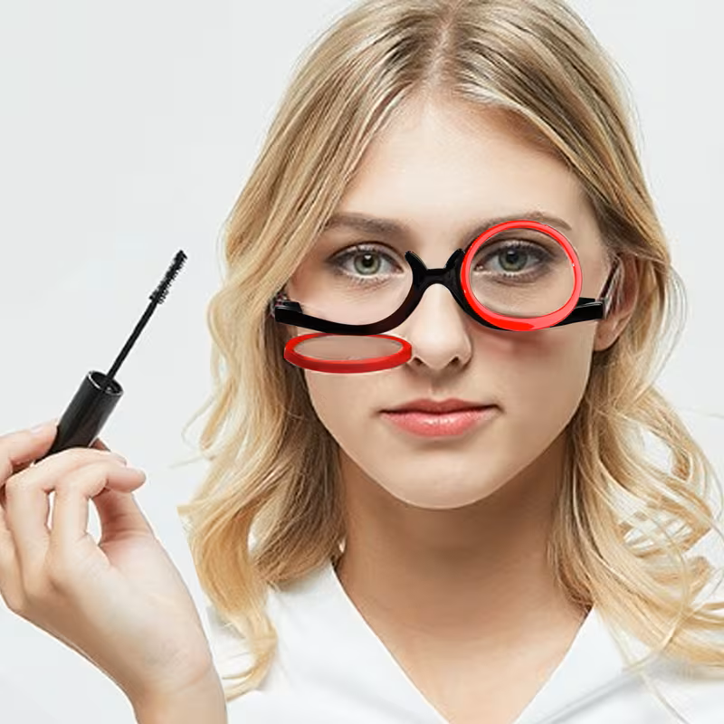 Makeupbrille med vippeglas – begge glas kan vippes ned