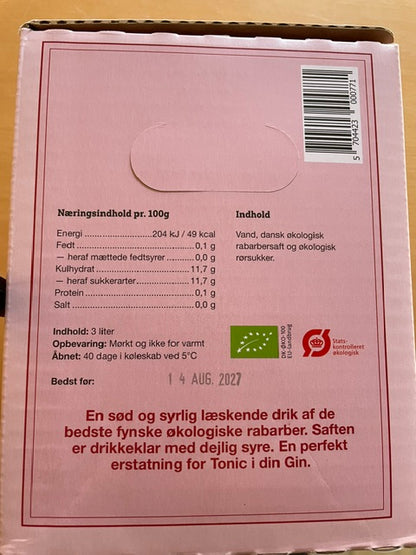 Økologisk Rabarbar - 3 liter box