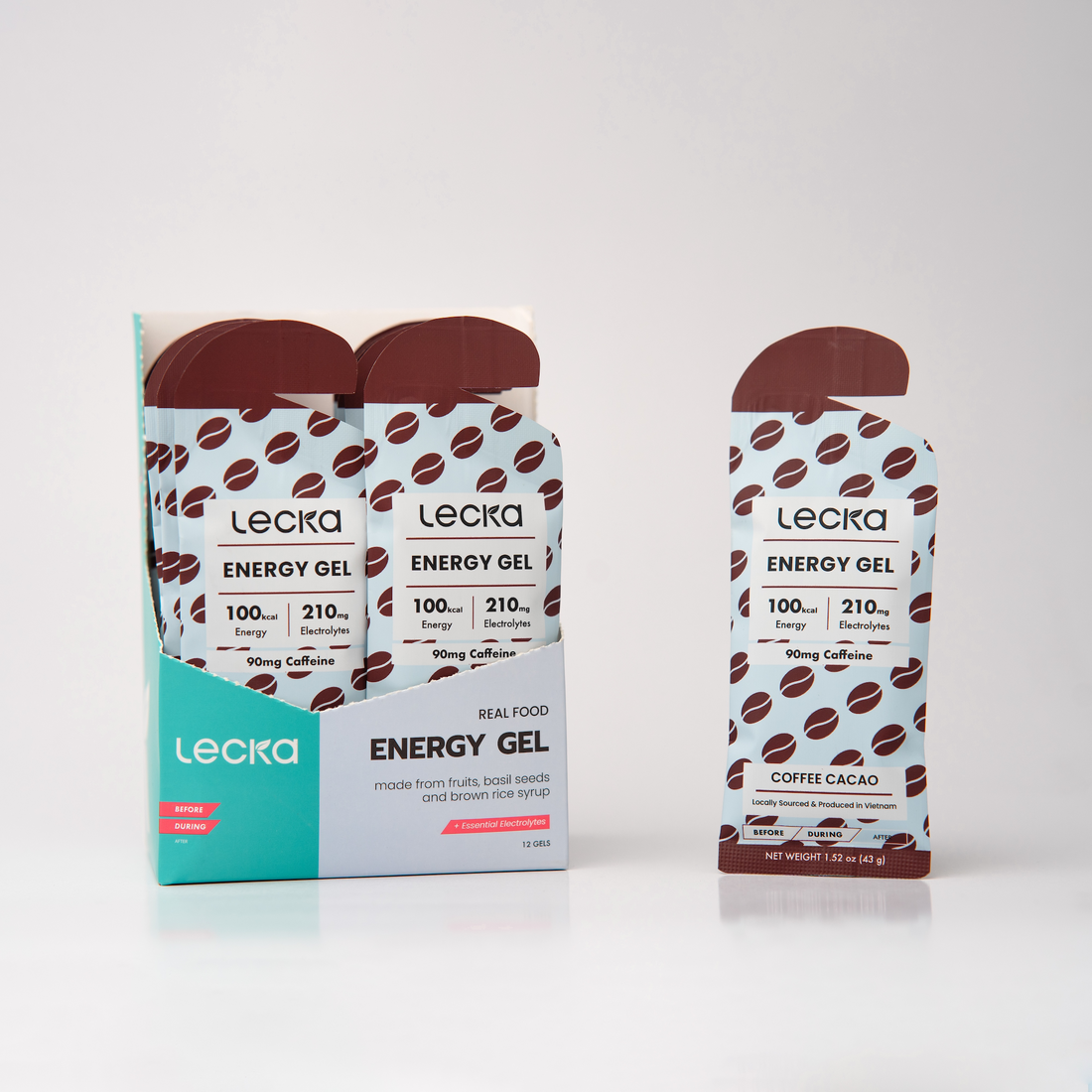 12 Naturlig energigel med essentielle elektrolytter (Coffee Cacao)