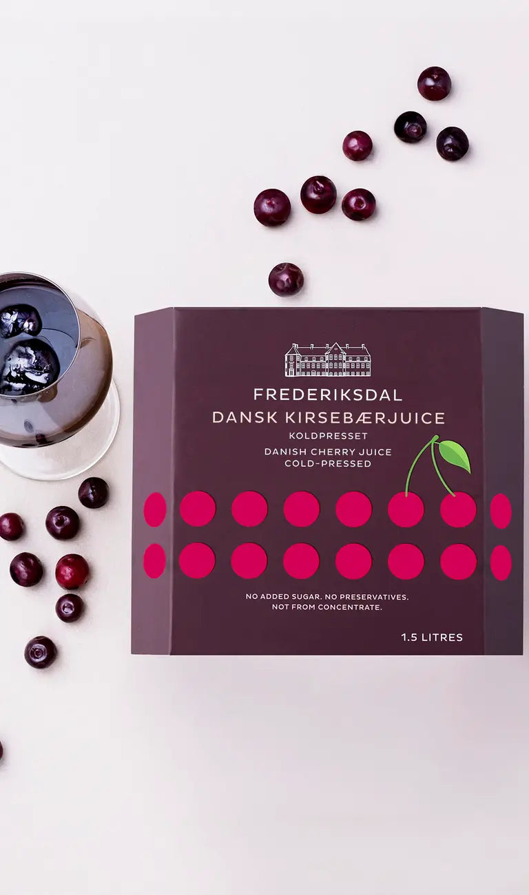 Kirsebærjuice, 1,5 l fra Frederiksdal Gods (Uden tilsat sukker)