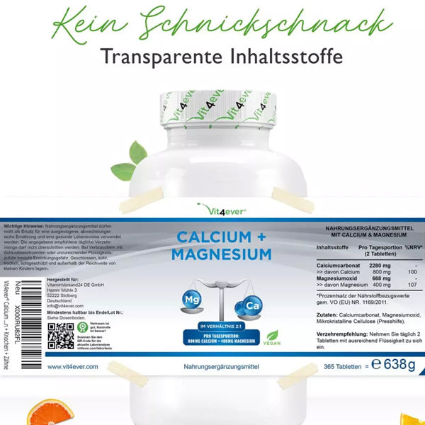 Calcium + magnesium - 2: 1 forhold - 365 tabletter