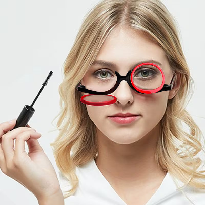 Makeupbrille med vippeglas – begge glas kan vippes ned