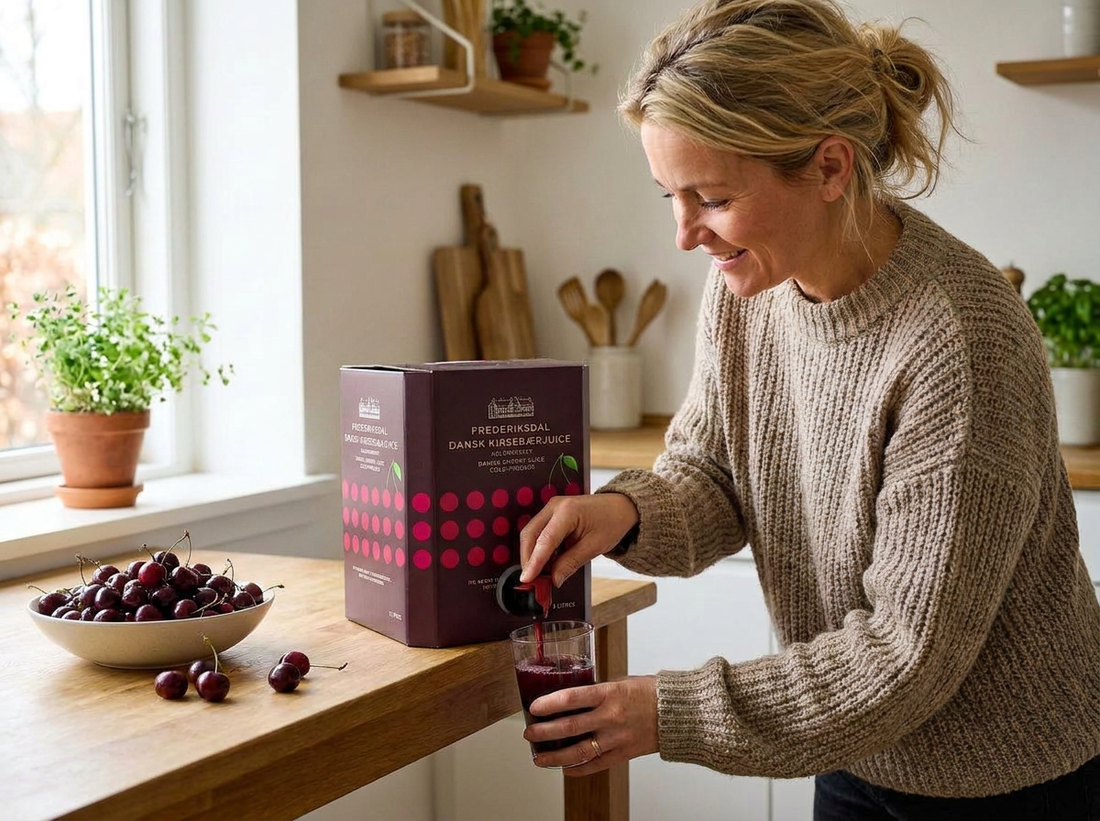 Kirsebærjuice, 3 l fra Frederiksdal Gods (Uden tilsat sukker)