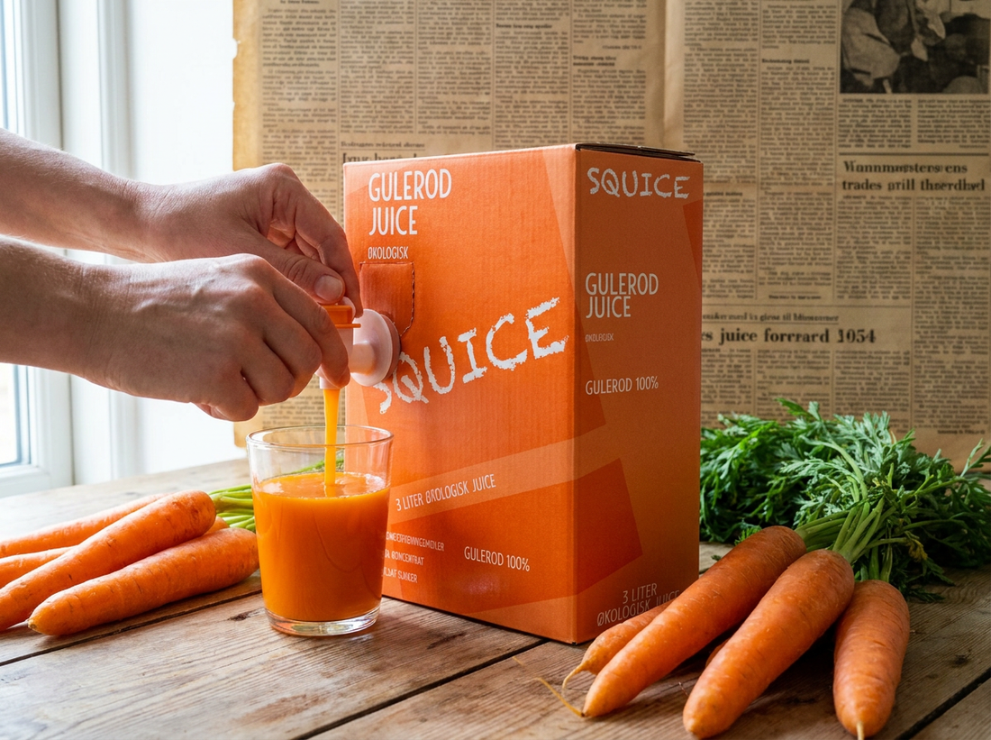 Økologisk presset gulerod og citron juice