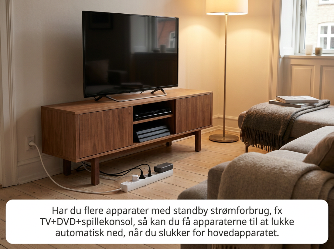 Y.E.S. - Strømspareskinne m/lærefunktion, 1+4 stik