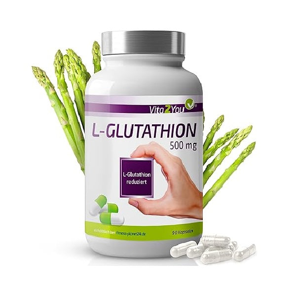 L-glutathion kapsler, 500 mg, 90 kapsler, reduceret og bioaktiv, ingen tilsætningsstoffer, høj dosis, premium kvalitet