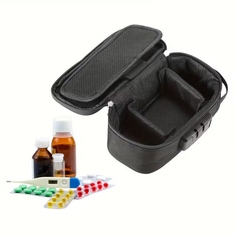Låsbar medicintaske – sikker og smart pille‑organizer til rejsen - Grå ( Se video )