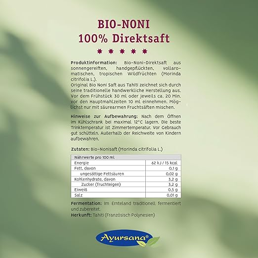 Ayursana Noni juice 3 liter 100 % økologisk
