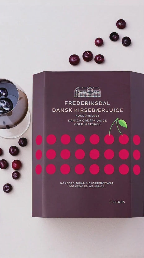 Kirsebærjuice, 3 l fra Frederiksdal Gods (Uden tilsat sukker)