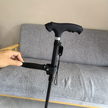 Sammenklappelig Stok med Fire Ben – Ekstra Håndtag, LED-lys og Alarm