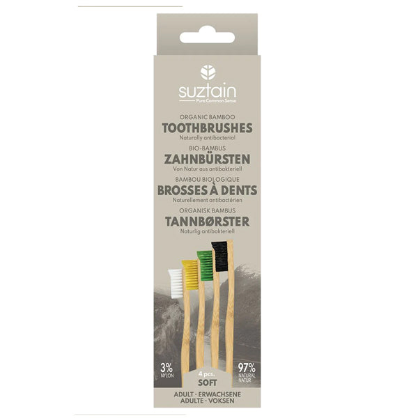Suztain - Bambus Tandbørste - 4pak - Soft