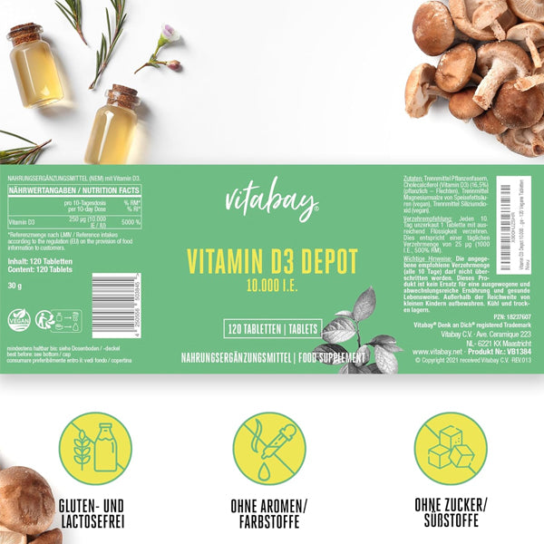 Vitamin D3 Depot 10.000 I.E. - 120 veganske tabletter