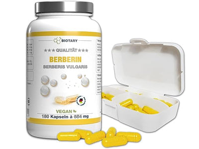 Biotær berberin 1000 mg, 180 kapsler, inkluderet pilleæske