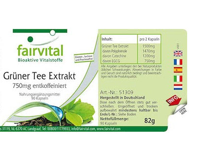 Green Tea (Grøn Te ) ekstrakt 750 mg, 90 kapsler