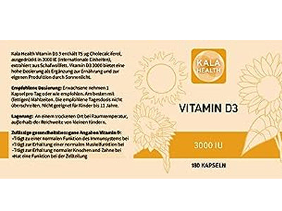 Kala Health Vitamin D 3,000 IU, Vitamin - D3 - Maximum Strength Supplement, 180 Small Capsules
