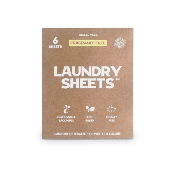 Laundry Sheets – vaskemiddel i ark – uden duft – prøvepakke 6 ark